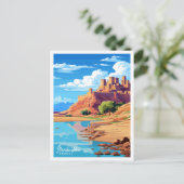 ベンハダウモロッコヴィンテージ旅行イラストレーション ポストカード (スタンド正面)