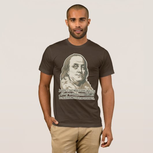 ベンフランクリンの引用文のワイシャツ Tシャツ (正面フル)