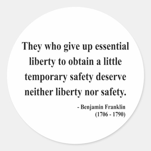 ベンフランクリン引用文1a ラウンドシール (正面)