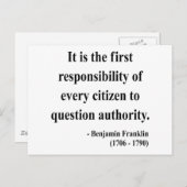 ベンフランクリン引用文3a ポストカード (正面/裏面)