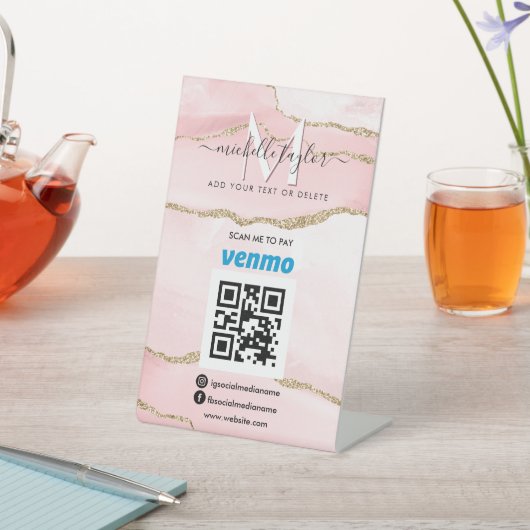 ベンモQRコードモダンスキャンしてモノグラム赤面 台座サイン (インサイチュ)