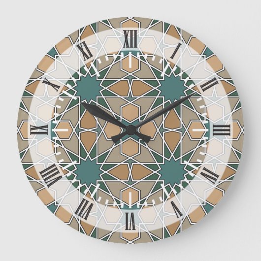 ベンユースフマドラサ幾何学模様006 ラージ壁時計 (正面)
