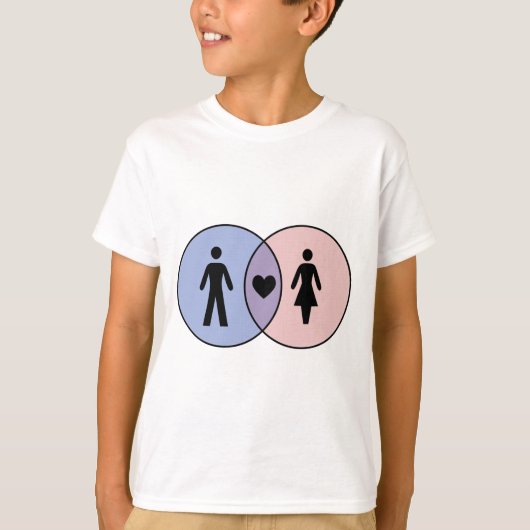ベン図の少年 + 少女 Tシャツ (正面)