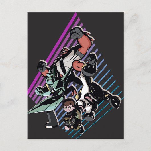 ベン10レトロエイリアングループグラフィック インビテーションポストカード (正面)