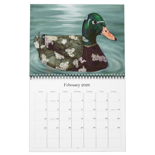 ベン・ガイガーの抽象芸術動物暦 カレンダー (2月 2026)