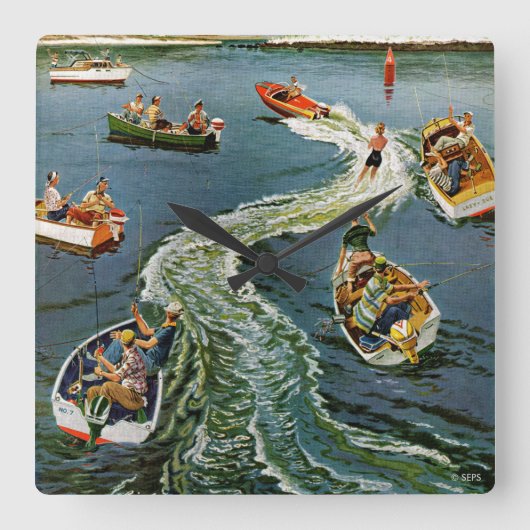 ベン・キンバリー・ピンで目を覚ます スクエア壁時計 (正面)