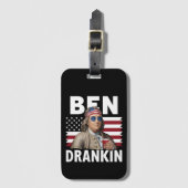 ベン・ドランキン・ビール 7月4日 ヴィンテージ フラグ ジョーク ラゲッジタグ (正面縦)
