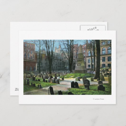 ベン・フランクリンの墓石の眺め ポストカード (正面/裏面)