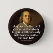 ベン・フランクリン与え：社会が... 缶バッジ (正面)