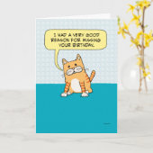 ベーおもしろいト誕生日猫カード カード (黄色い花)