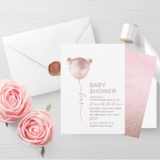 ベーエレガントモダンビー・シャワー 招待状