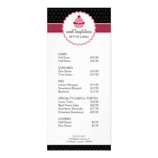 ベーカリーお洒落カップケーキピンクのラックカード ラックカード (正面)