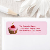 ベーカリーさくらんぼカップケーキピックカラービジネスステッカー ラベル (インサイチュ)