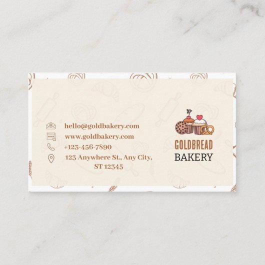 ベーカリーとパーティー金ゴールドパン 名刺 (裏面)