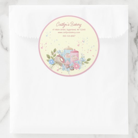 ベーカリーとペストリーショップピパーソナライズされたックエッジ ラウンドシール (バッグ)