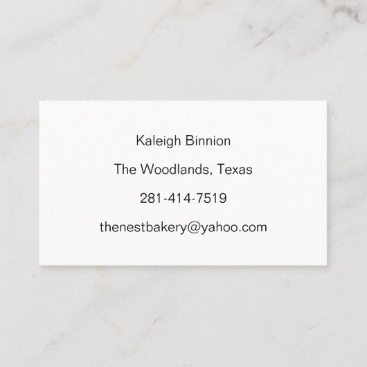 ベーカリーのための単にエレガントなロゴの月桂樹の枝 名刺 (裏面)