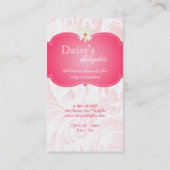 ベーカリーのウエディングケーキのペーストリー作りの職人のピンクの花柄のデイジー 名刺 (裏面)
