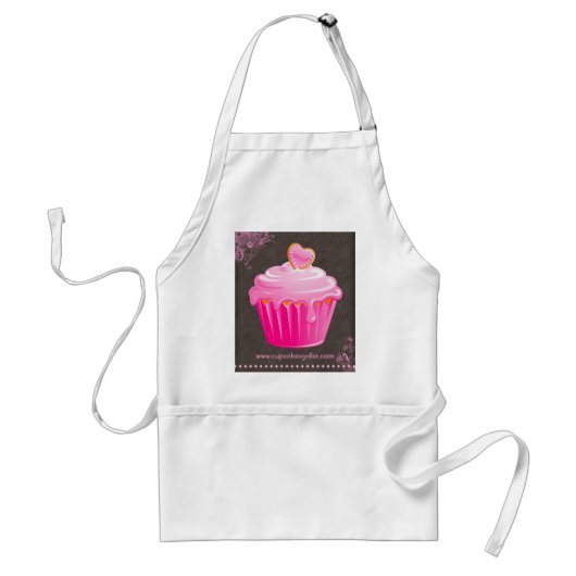 ベーカリーのカップケーキのペーストリー作りの職人のピンクのハートの花柄 スタンダードエプロン (正面)
