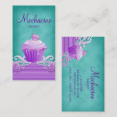 ベーカリーのカップケーキの名刺の紫色は青渦巻きます 名刺 (正面/裏面)