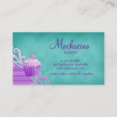 ベーカリーのカップケーキの名刺の紫色は青渦巻きます 名刺 (裏面)