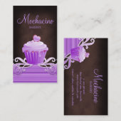 ベーカリーのカップケーキの紫色はチョコレート色渦巻きます 名刺 (正面/裏面)