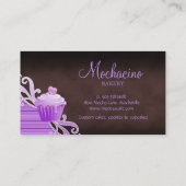 ベーカリーのカップケーキの紫色はチョコレート色渦巻きます 名刺 (裏面)