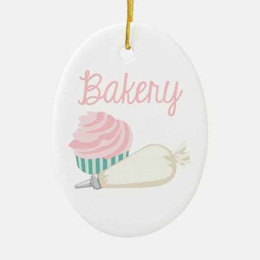 ベーカリーのカップケーキ セラミックオーナメント (正面)