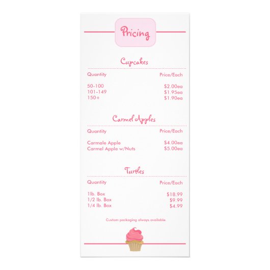 ベーカリーのカップケーキRackcard ラックカード (正面)