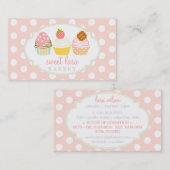 ベーカリーのカフェのレトロの甘いカップケーキのかわいいブティック 名刺 (正面/裏面)