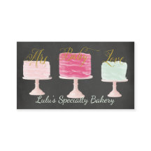 ベーカリーのケーキが付いている黒板のベーカリーの名刺