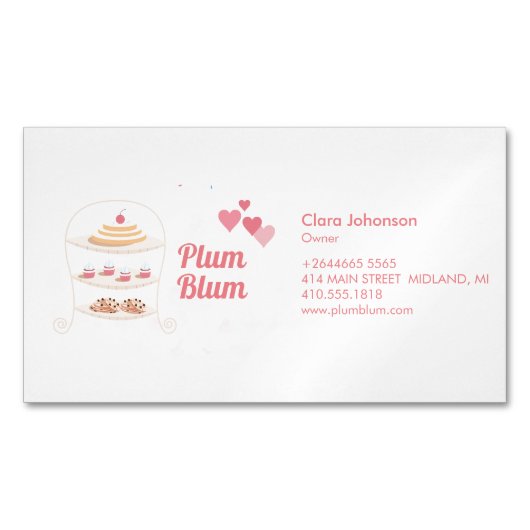 ベーカリーのケーキ及び菓子はカスタマイズ マグネット名刺 (正面)