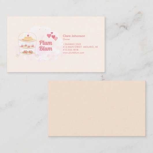 ベーカリーのケーキ及び菓子はカスタマイズ 名刺 (正面/裏面)