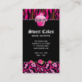 ベーカリーのシマウマのトラのローズピンクのカップケーキのハートの着氷 名刺 (裏面)