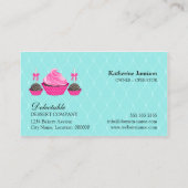 ベーカリーのダマスク織の水のピンク 名刺 (裏面)