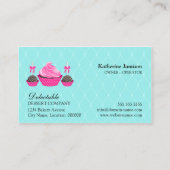 ベーカリーのダマスク織の水のピンク 名刺 (裏面)