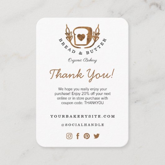 ベーカリーのパンロゴを購入感謝してい時に使用 エンクロージャーカード (正面)