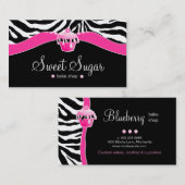 ベーカリーのピンクのカップケーキのシマウマのアニマルプリント 名刺 (正面/裏面)