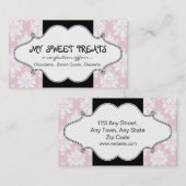 ベーカリーのピンクのダマスク織の名刺 名刺 (正面/裏面)