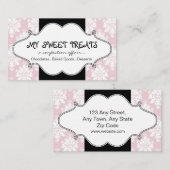 ベーカリーのピンクのダマスク織の名刺 名刺 (正面/裏面)