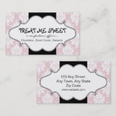 ベーカリーのピンクのダマスク織の名刺 名刺 (正面/裏面)