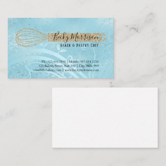 ベーカリーのペーストリー作りの職人|のエレガントな金ゴールドは払います 名刺 (正面/裏面)