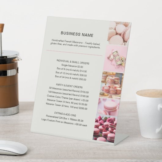 ベーカリーの価格リストのカスタム写真 台座サイン (インサイチュ)