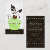 ベーカリーの名刺のかわいいカップケーキのミントチョコレート2 名刺 (正面/裏面)