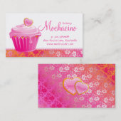 ベーカリーの名刺のかわいいカップケーキの花柄のレース 名刺 (正面/裏面)