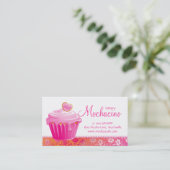 ベーカリーの名刺のかわいいカップケーキの花柄のレース 名刺 (スタンド正面)