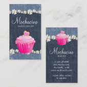 ベーカリーの名刺のカップケーキのジーンズのデイジーのピンク 名刺 (正面/裏面)