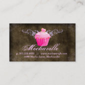 ベーカリーの名刺のカップケーキのスエードのブラウンの紫色 名刺 (裏面)