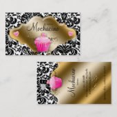 ベーカリーの名刺のカップケーキのピンクのカラメル 名刺 (正面/裏面)