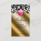 ベーカリーの名刺のカップケーキのピンクのカラメル 名刺 (裏面)