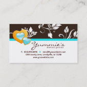 ベーカリーの名刺のカップケーキの青い花のハート 名刺 (裏面)